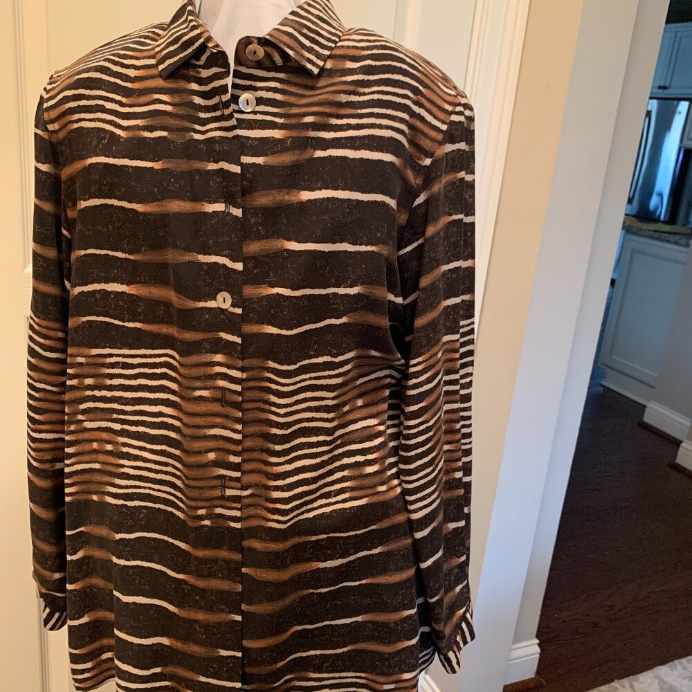 Tailored by Harlan, 100% silk blouse, Size 10, animal print type style, long sle